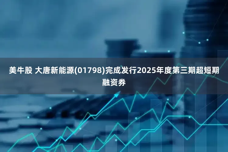 美牛股 大唐新能源(01798)完成发行2025年度第三期超短期融资券